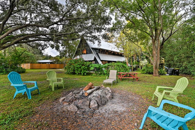 Chic A-Frame with Fire Pit on Property Lakeland Airbnb